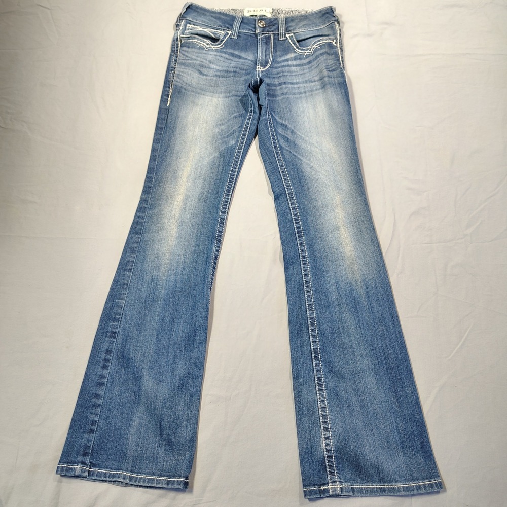 Ariat Real Bootcut Jeans Womens 25 Marine Mid Stretch Entwined Boot 10017510